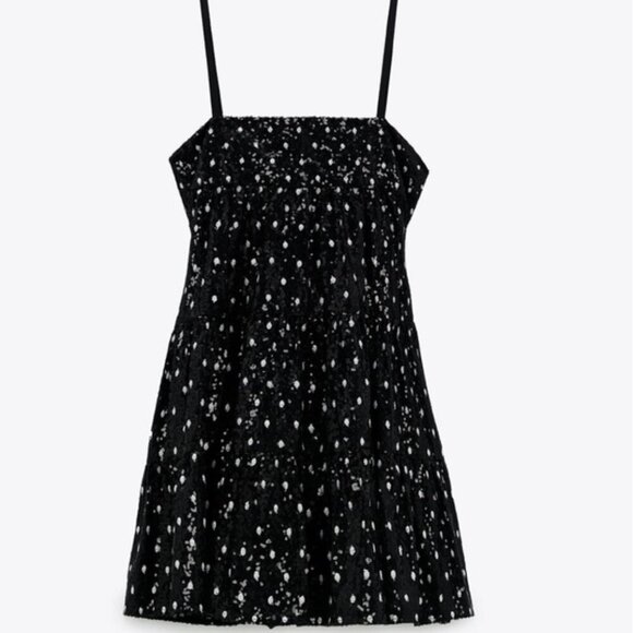 Zara Black Sequin Polka Dot Mini Dress - Size Small NWT - Picture 8 of 10